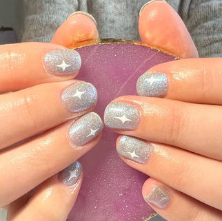 Silver star nail design
