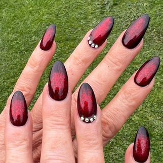 Red and black nail design