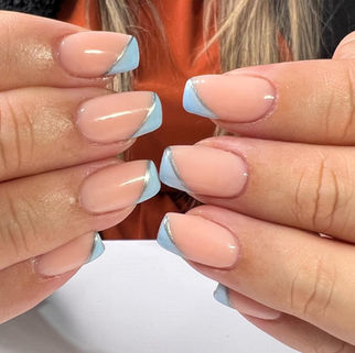 Blue French tip manicure