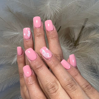 Pink square manicure