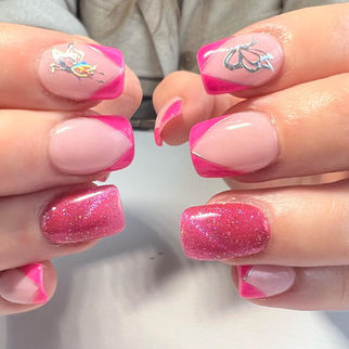 Bright pink nail art