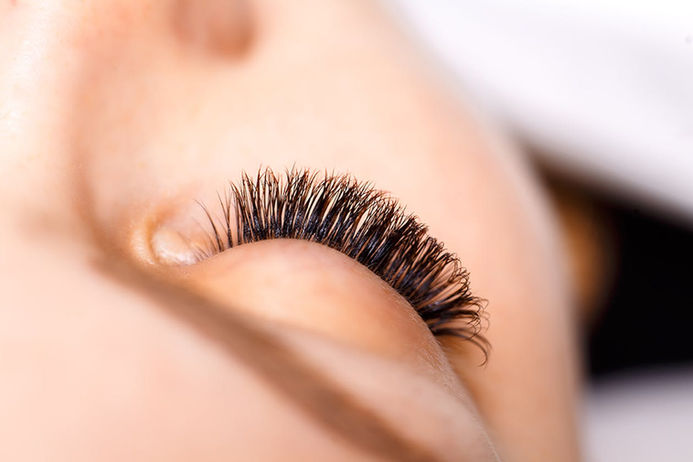 Close-up eyelash extension result
