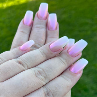 Pink and white ombre square nails