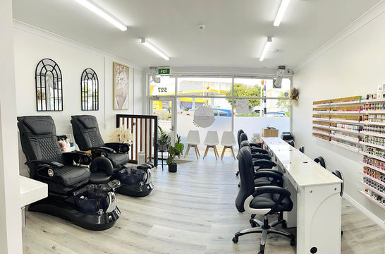 Bright interior of Lala Nails and Beauty salon