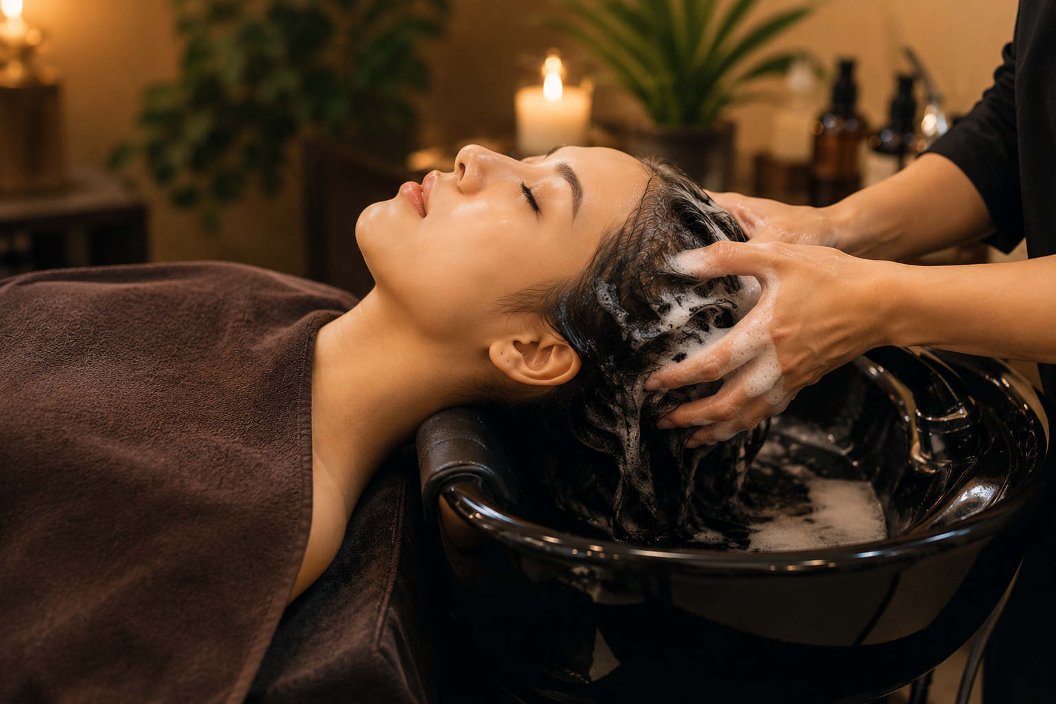 Relaxing head spa treatment